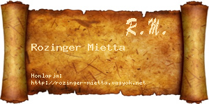 Rozinger Mietta névjegykártya